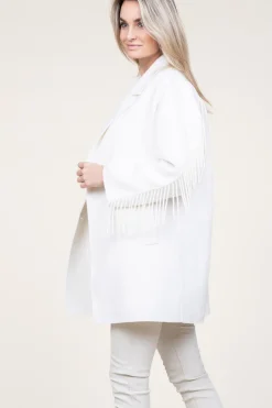 New Twinset Woolen Coat With Frills Grace | Natural... | | Little Soho