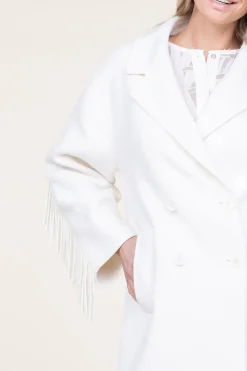 New Twinset Woolen Coat With Frills Grace | Natural... | | Little Soho