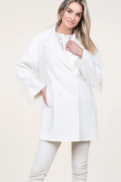 New Twinset Woolen Coat With Frills Grace | Natural... | | Little Soho